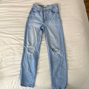 Madewell Perfect Vintage Straight Blue Ripped Boyfriend Jeans